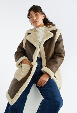 4 In 1 Shearling Faux Leather Long Coat