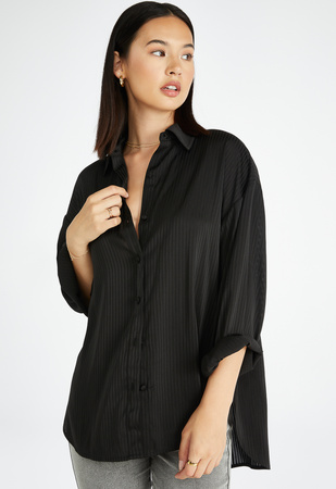 Novelty Chiffon Men's Shirt in Black Caviar - Get great deals at ShoeDazzle