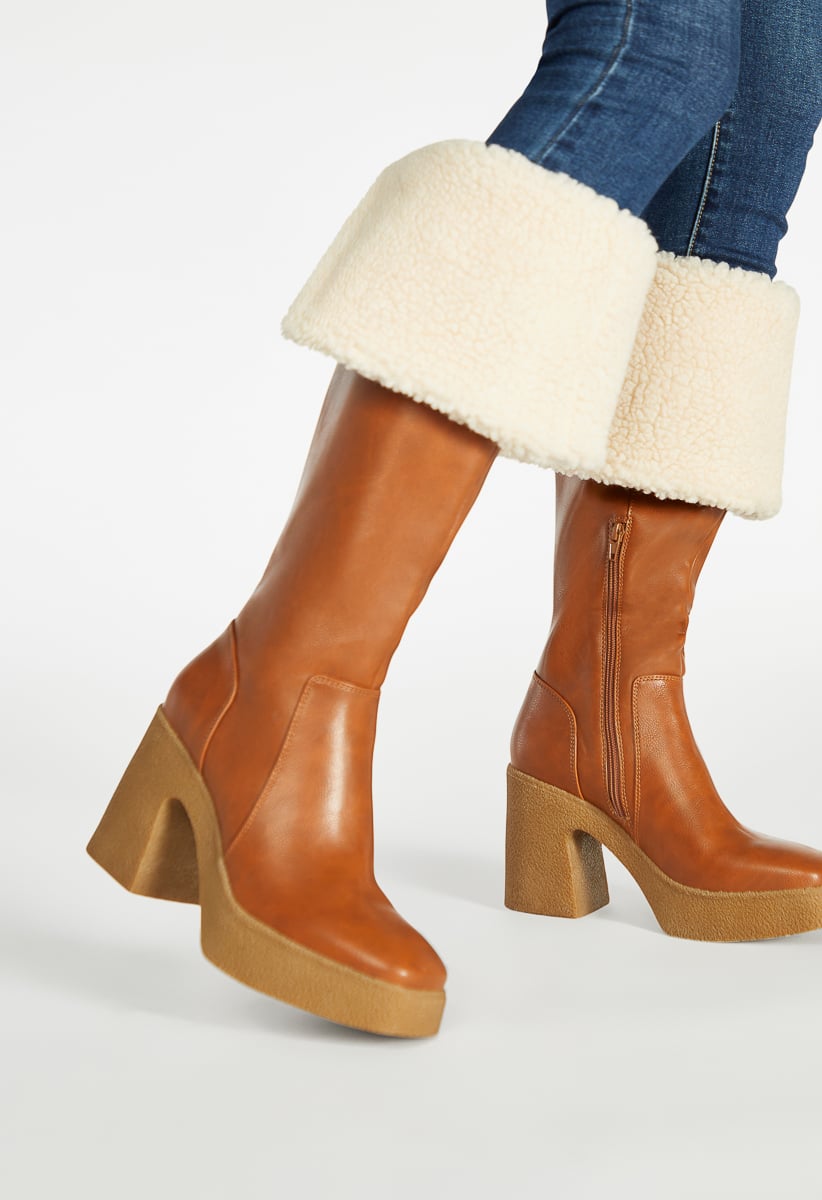 Parker Block Heeled Boot in Whiskey - Get great deals at ShoeDazzle