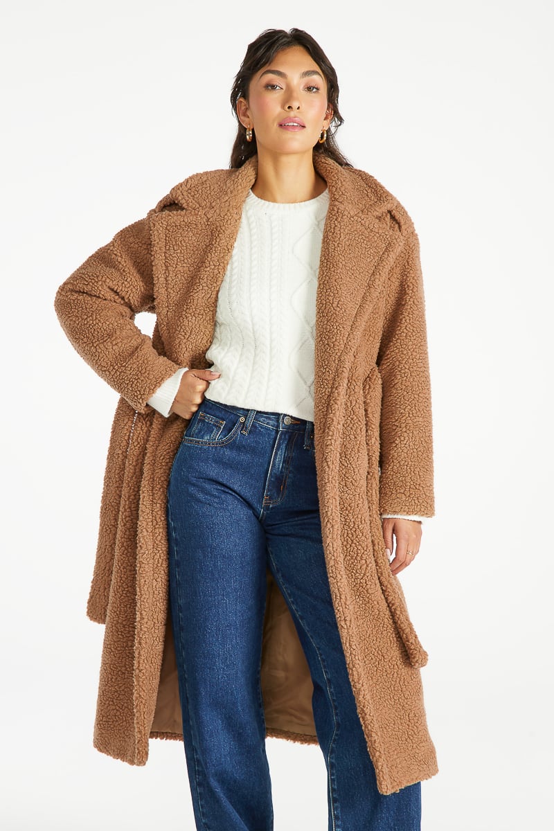 Teddy Fur Coat in Brown Sugar Get great deals at ShoeDazzle