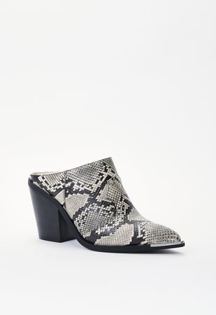 Cleo Western Mule in Snake - Get great deals at ShoeDazzle