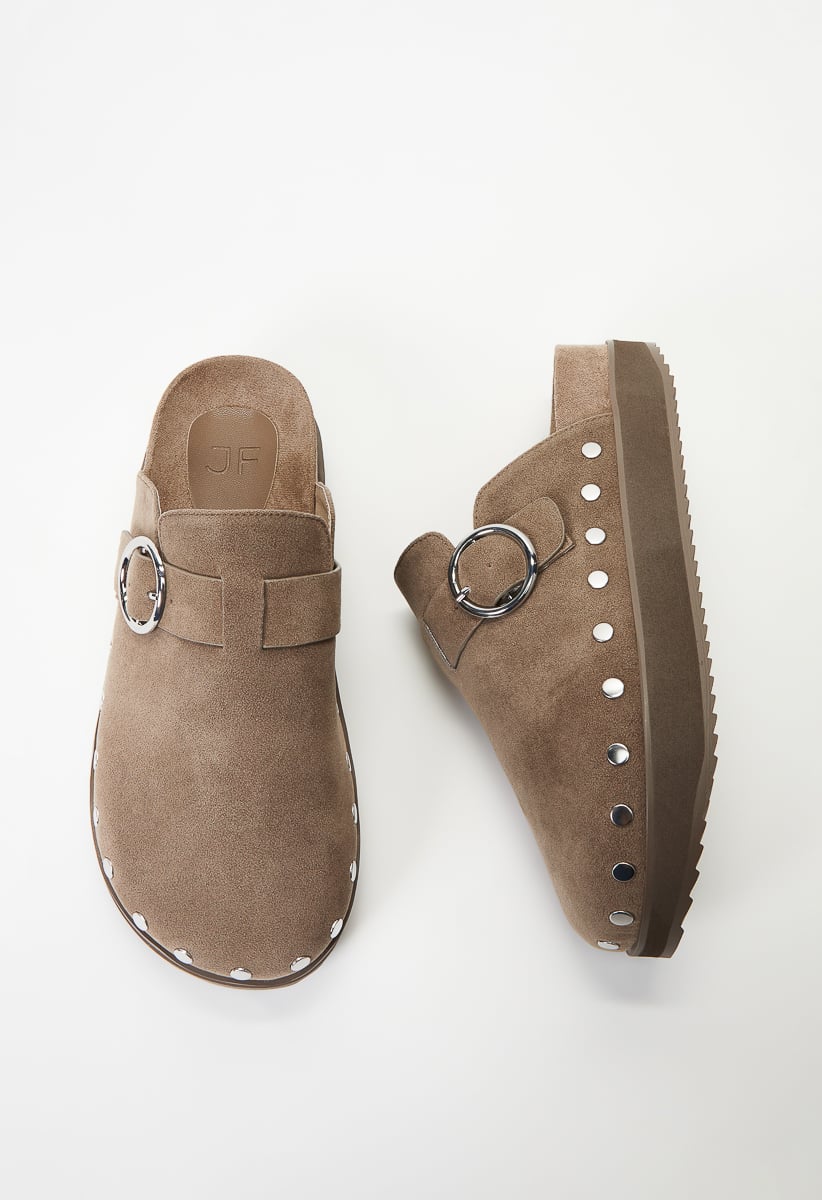 【PORTERNA】Odi almond mules Julia Kitten Leather Mules in Sasso for Women | Casadei®