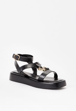 Mabel Flat Gladiator Sandal in Black - Get great deals at ShoeDazzle