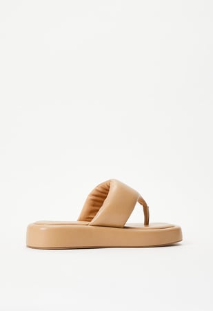 Lola Flat Thong Sandal in Light Tan - Get great deals at