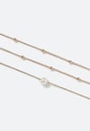 3-Rows Elyse Ball Chain Necklace With Pearl Detail