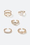 5-Piece Rae Ring Set With Glass Stone And Mix Metal