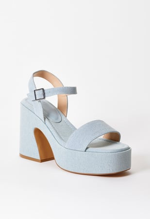 Carole Platform Heeled Sandal in Light Denim - Get great deals at ...