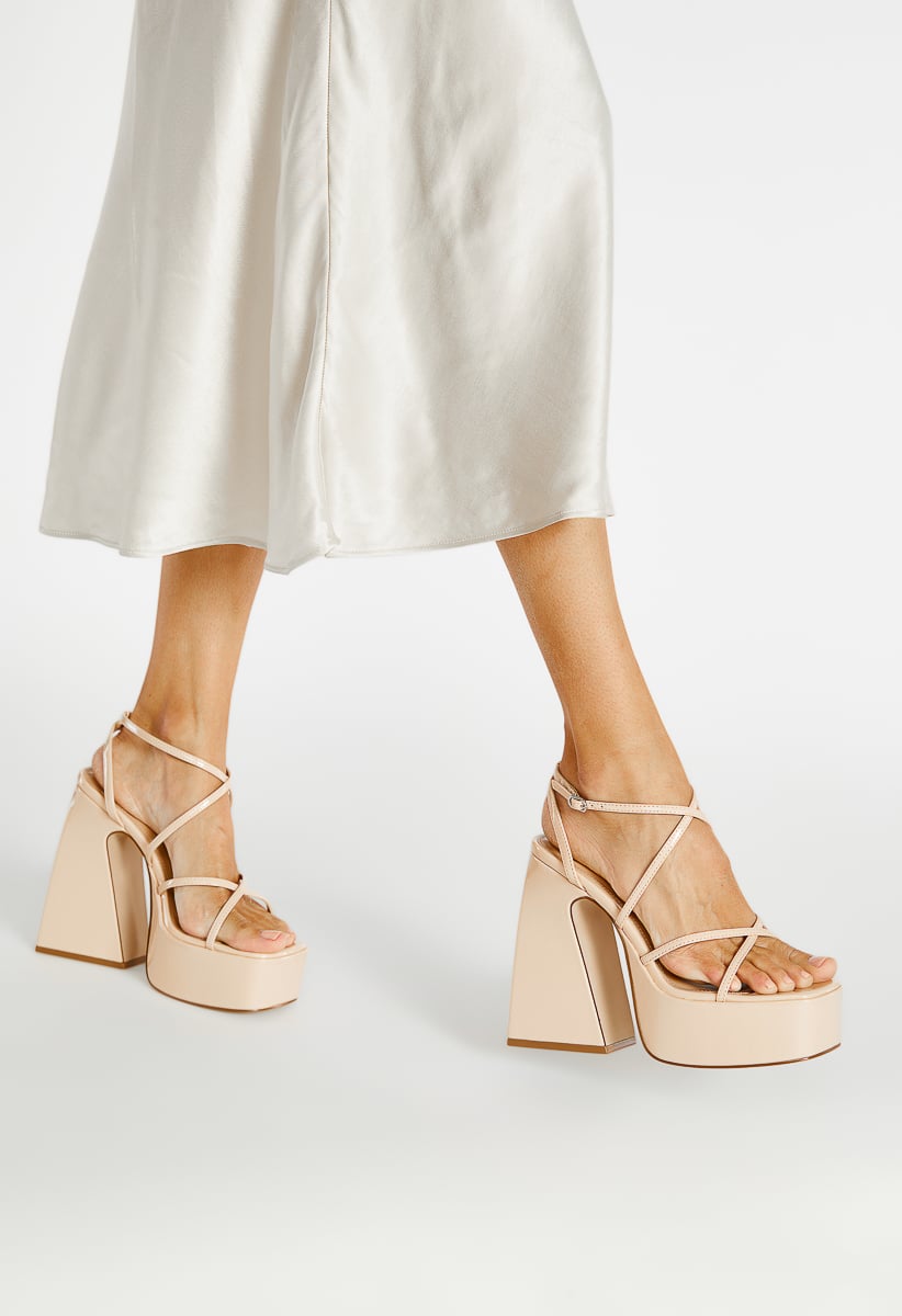 Haisley Platform Heeled Sandal in New Nude - Get great deals at ShoeDazzle