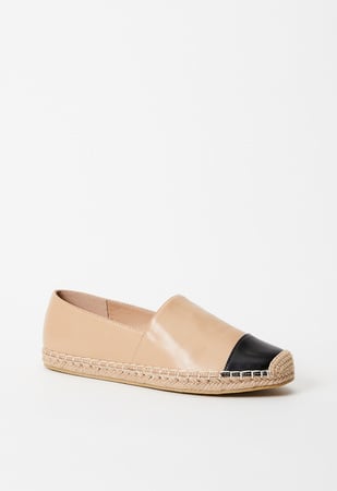 Christie Espadrille Flat in New Nude/ Black - Get great deals at ShoeDazzle