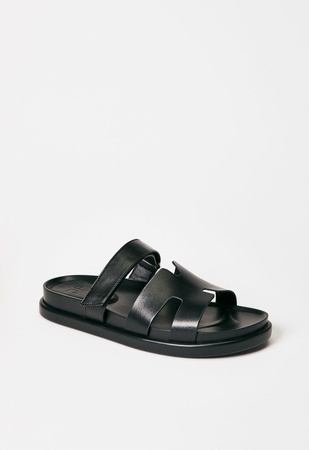 Harlee Flat Slide Sandal in Black - Get great deals at ShoeDazzle