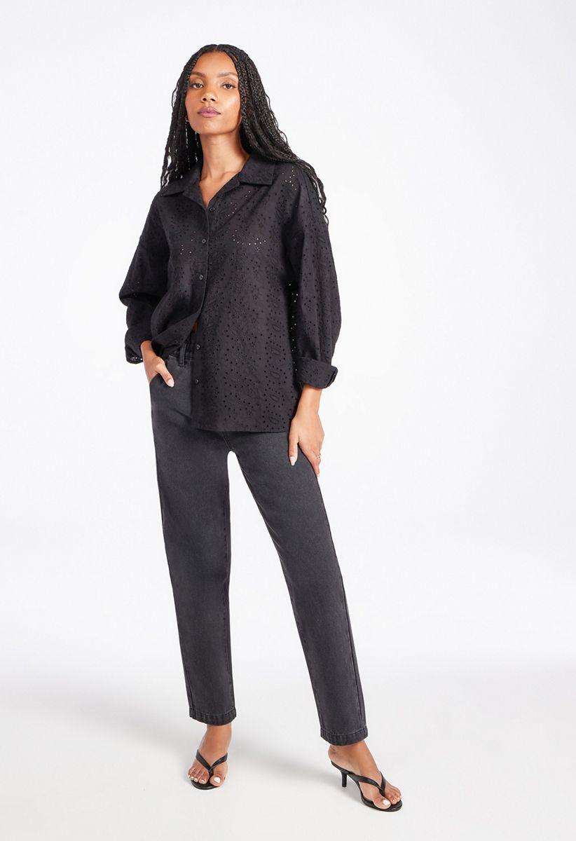 売れ筋商品|||イチ シャツ レディース トップス IHRHINES - Button-down blouse - black LIXINGHEITANG Summer Women Pullover Geometric Button Short