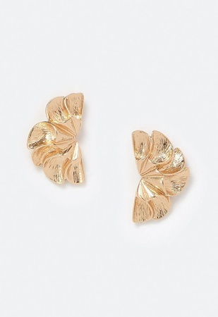 Una Textured Sculptural Petals Stud Earrings in Gold - Get great deals ...