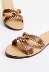 Anitta Flat Slide Sandal in Leather Brown/gold - Get great deals at ...