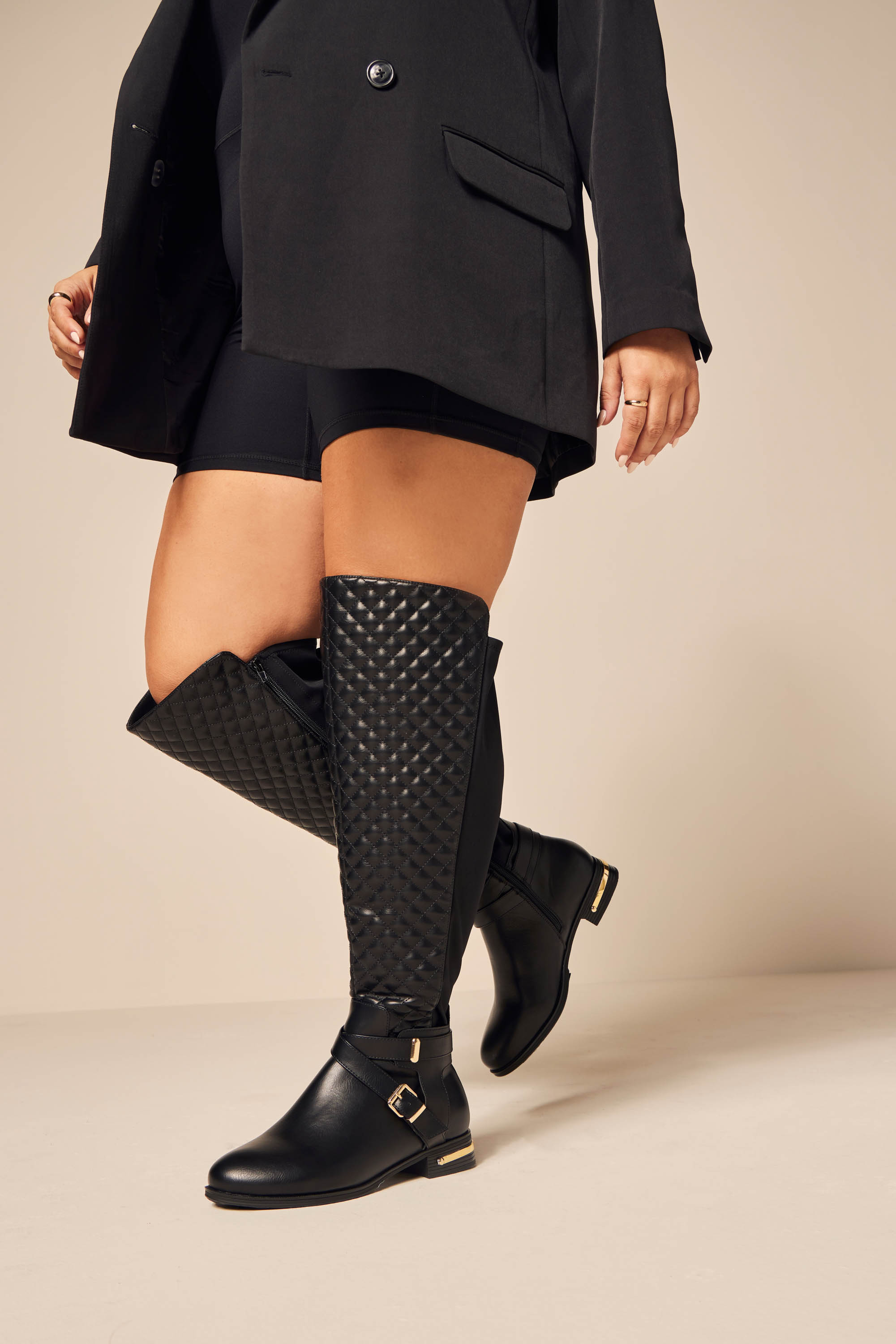 Annabeth Quilted Flat Boot in Black Get great deals at ShoeDazzle