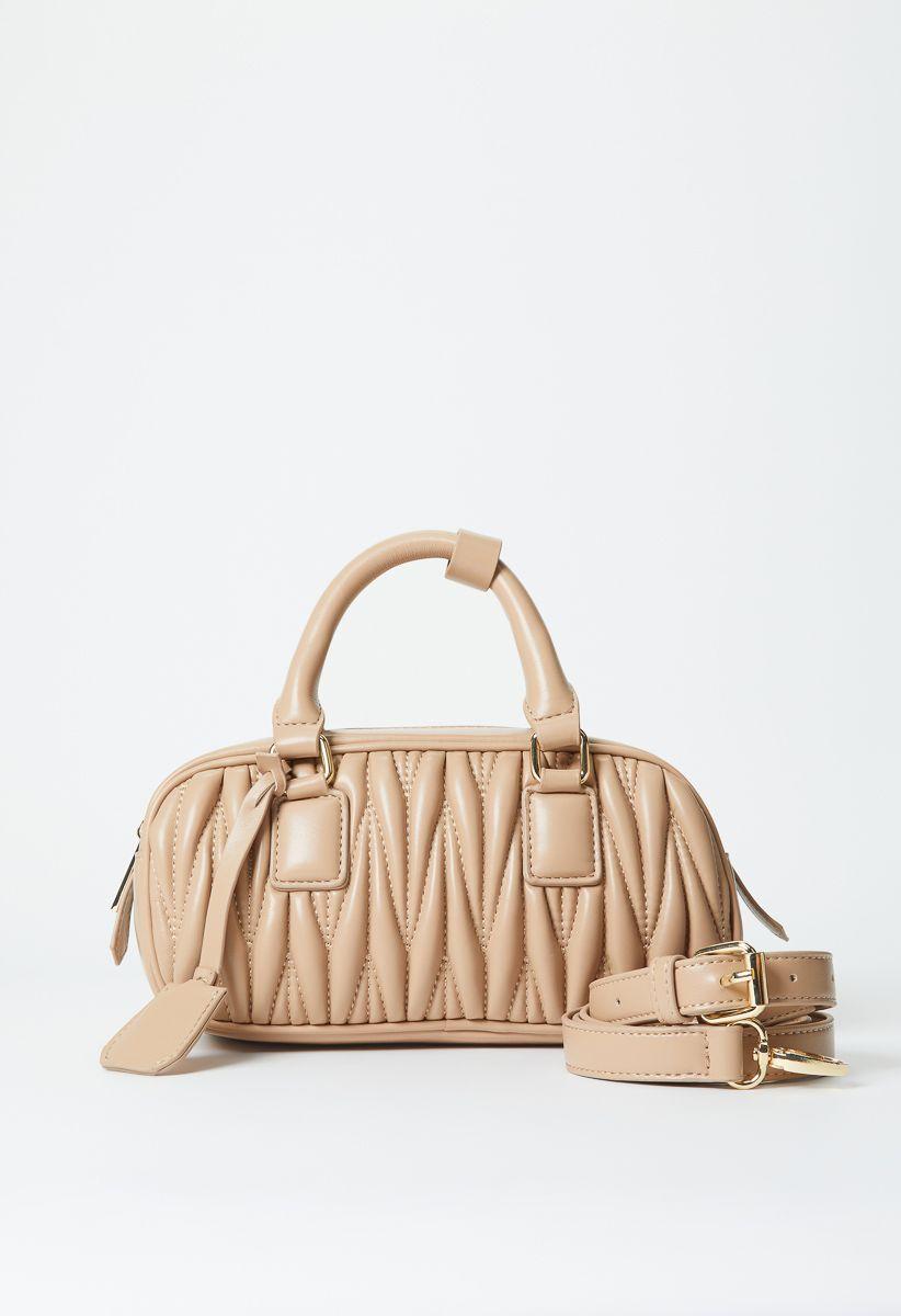 Mini Pleated Bowling Bag in New Nude - Get great deals at