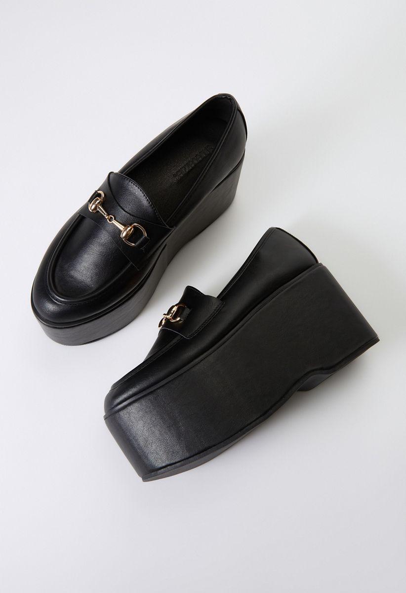 riu Platform ribbon loafer ブラック Platform ribbon loafer – Riu