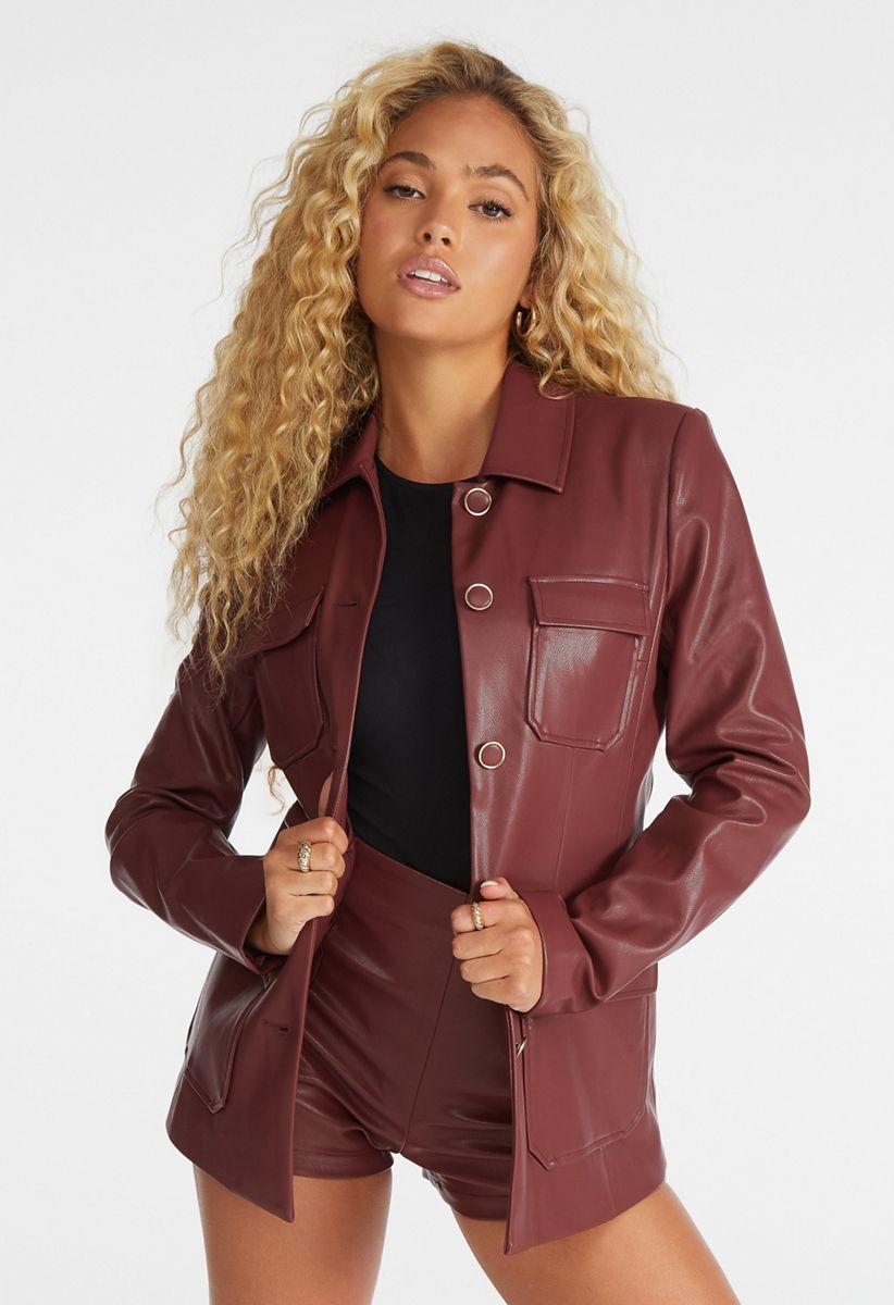 Leather utility outlet Jacket