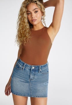 A-Line Mini Denim Skirt in Faze - Get great deals at ShoeDazzle