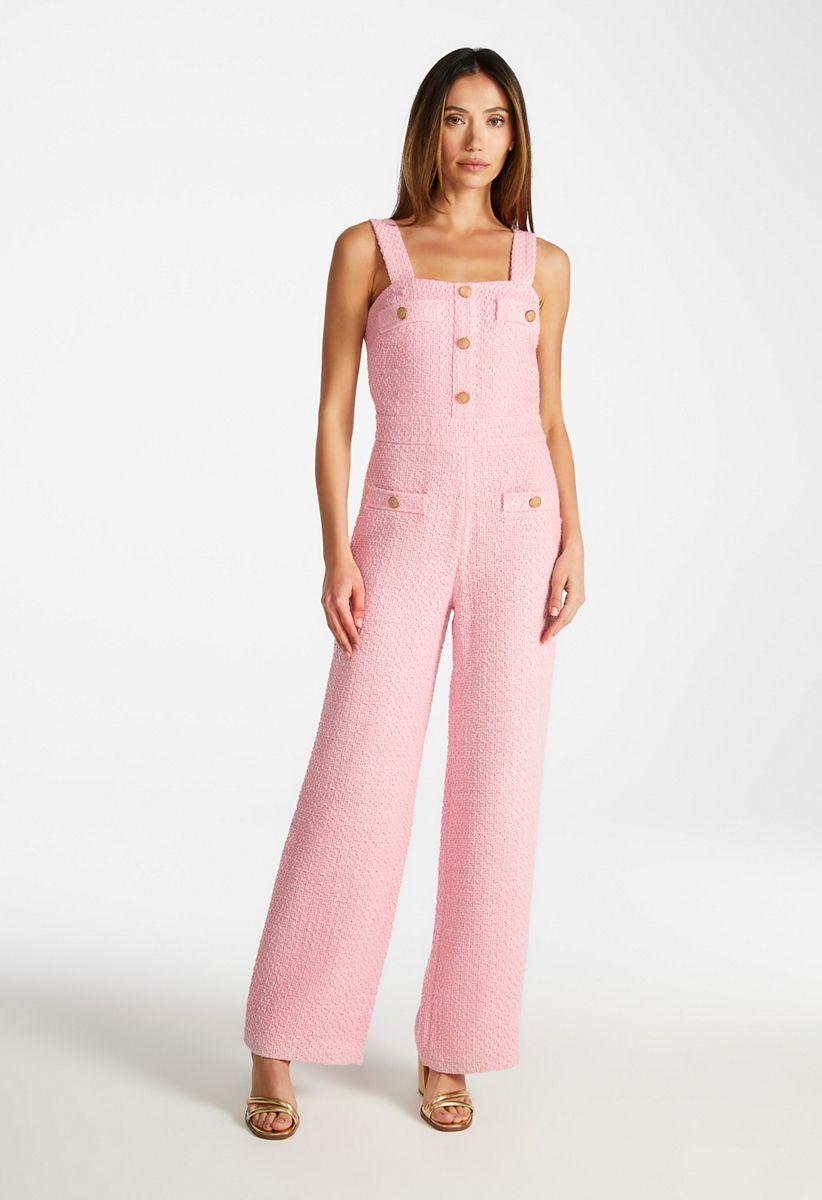 Sleeveless Tweed Jumpsuit in Candy Pink - Get great deals at Sleeveless Tweed Jumpsuit in Candy Pink - Get great deals at