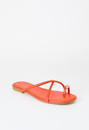 サンダル・ミュール JOA FLAT SANDALS Jorja Flat Thong Sandal in Mandarin Orange - Get great deals