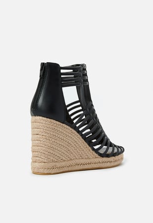 Elisa Espadrille Wedge Sandal in Black Caviar - Get great