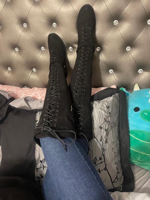 shoedazzle black thigh high boots